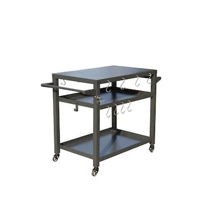 3-Shelf Outdoor Grill Table, Grill cart Outdoor with Wheels, Pizza Oven and Food Prep Table, Blackstone Table
