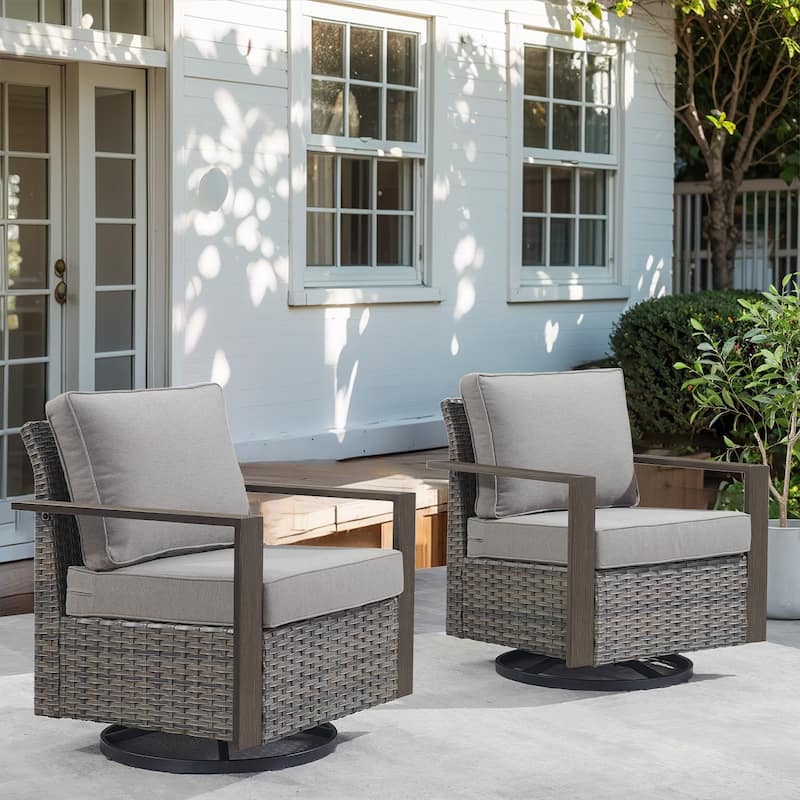 Gymojoy 360° Swivel Wicker Patio Glider Chairs