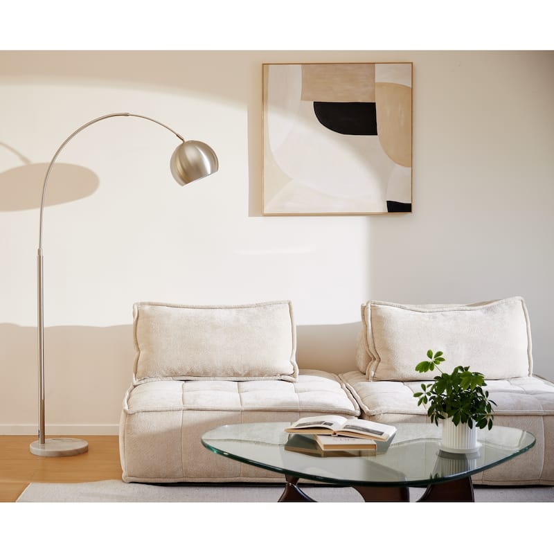 69" Modern Arching Floor Lamp with Rotatable Lamp Shade and LED Bulb - Brushed Nickel