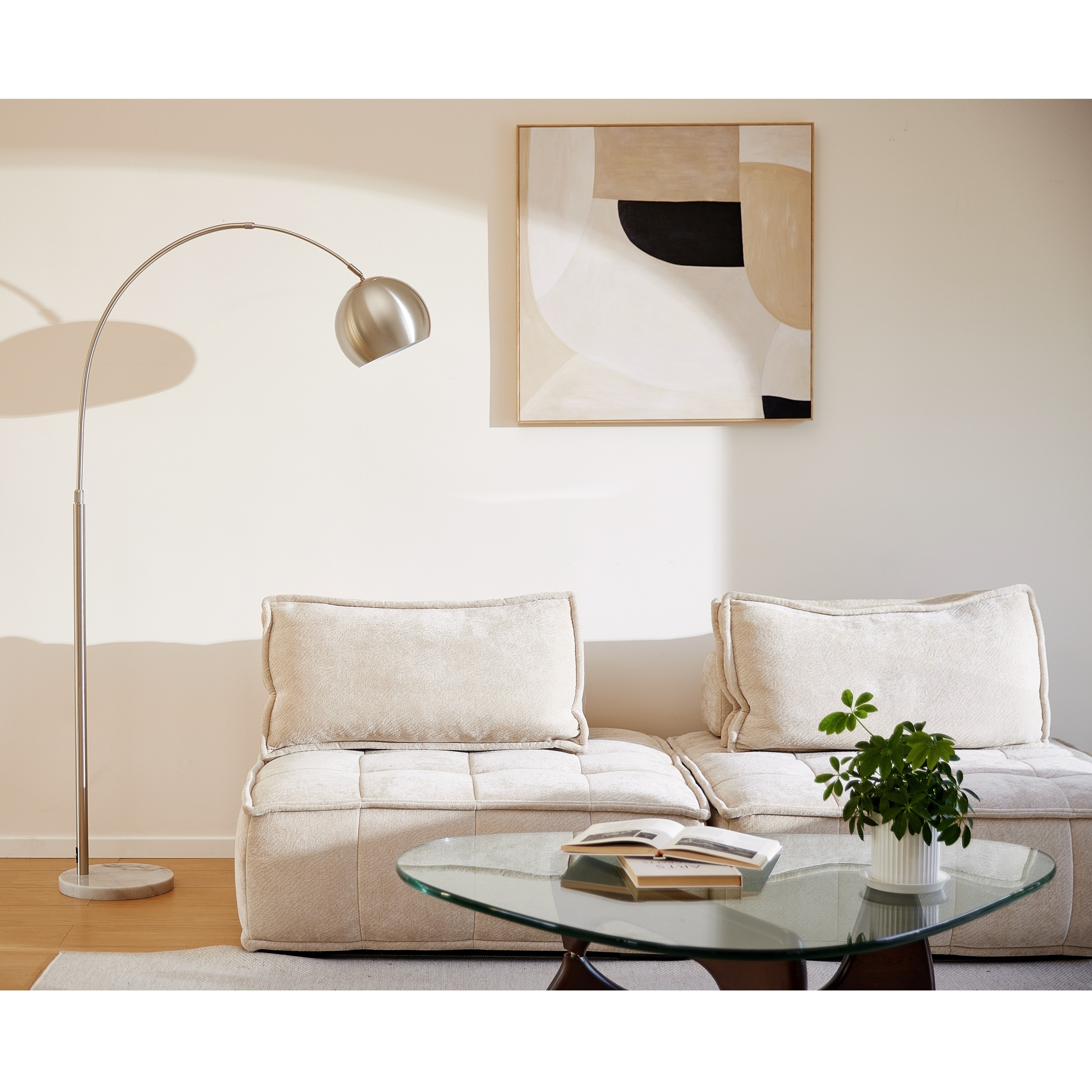69" Modern Arching Floor Lamp with Rotatable Lamp Shade and LED Bulb