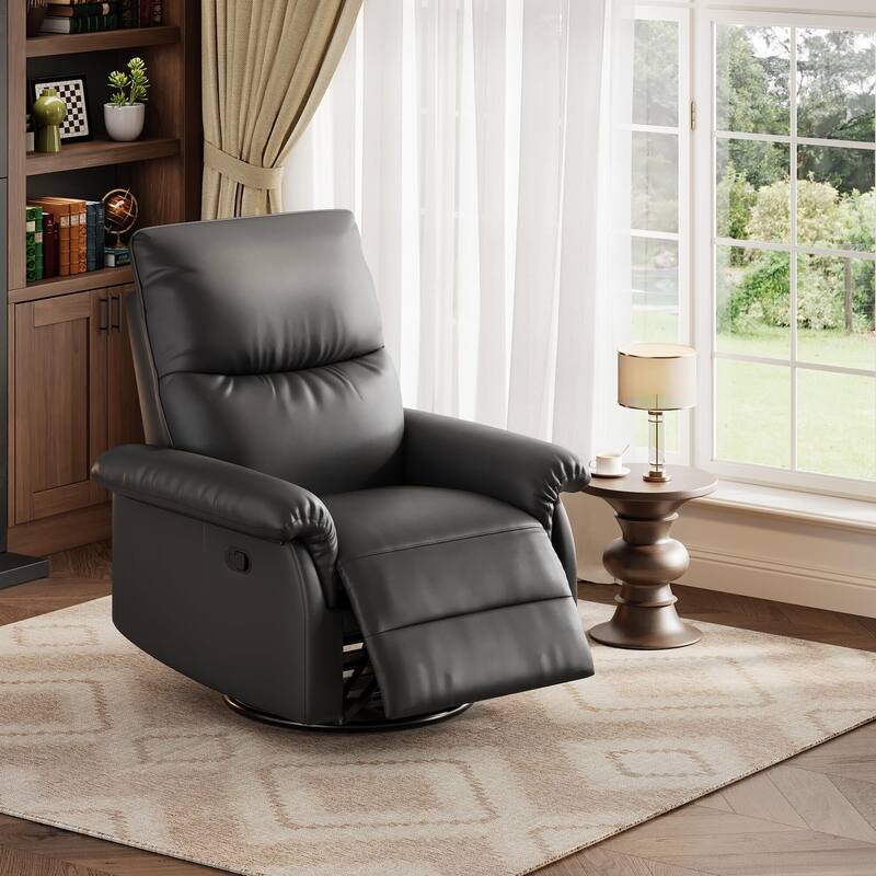 Recliner Chair, 360° Swivel Rocker Glider Nursery Chair with Padded Armrest and Deep Seat