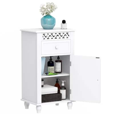 Wood Bathroom Organizer Floor Storage Cabinet with Adjustable Shelf