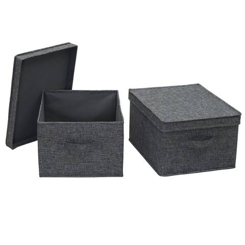 Household Essentials Fabric Storage Bins, Set of 2, with Fully Removable Lid