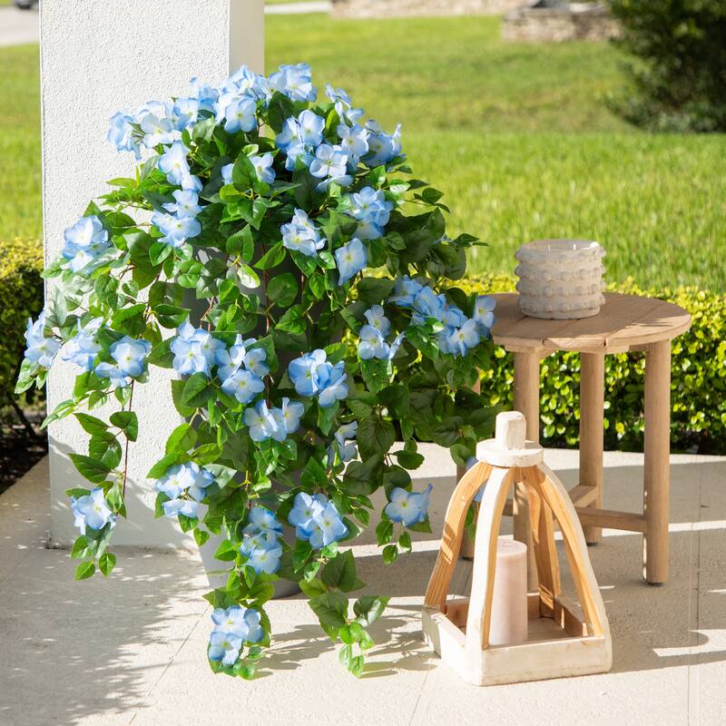 41-in UV Resistant Artificial Hydrangea Hanging Plant - Set of 2
