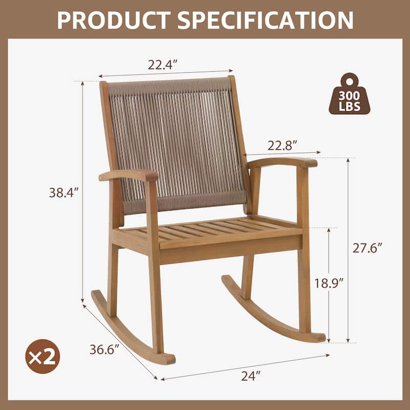 Outdoor Solid Wooden Rocking Chair Set of 2