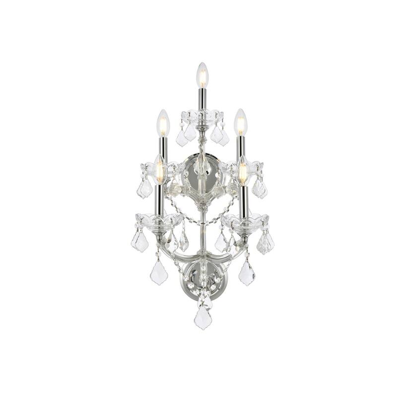 Fleur Illumination Collection Wall Sconce D:12in H:29.5in E:11.5in Lt:5 Chrome Finish - Chrome/royal cut crystals