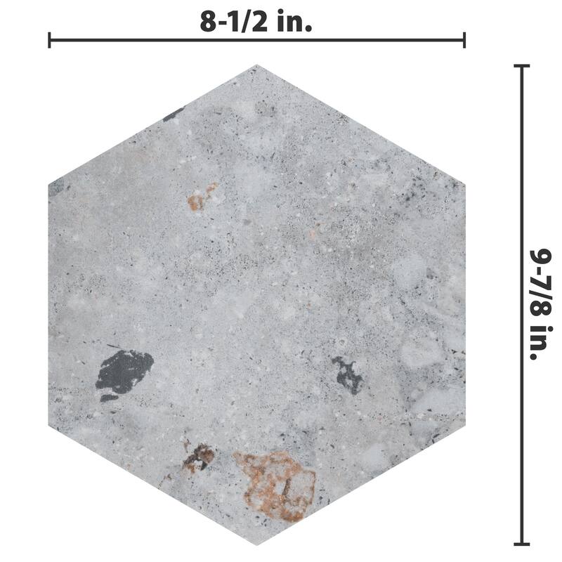 Merola Tile Recycle Hex River Multicolor 8-1/2" x 9-7/8" Porcelain Floor and Wall Tile