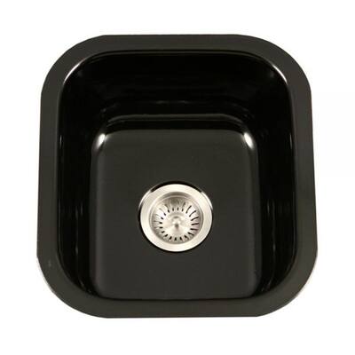 Houzer Porcela 17 inch Slate Porcelain Enamel Steel Undermount Bar Sink