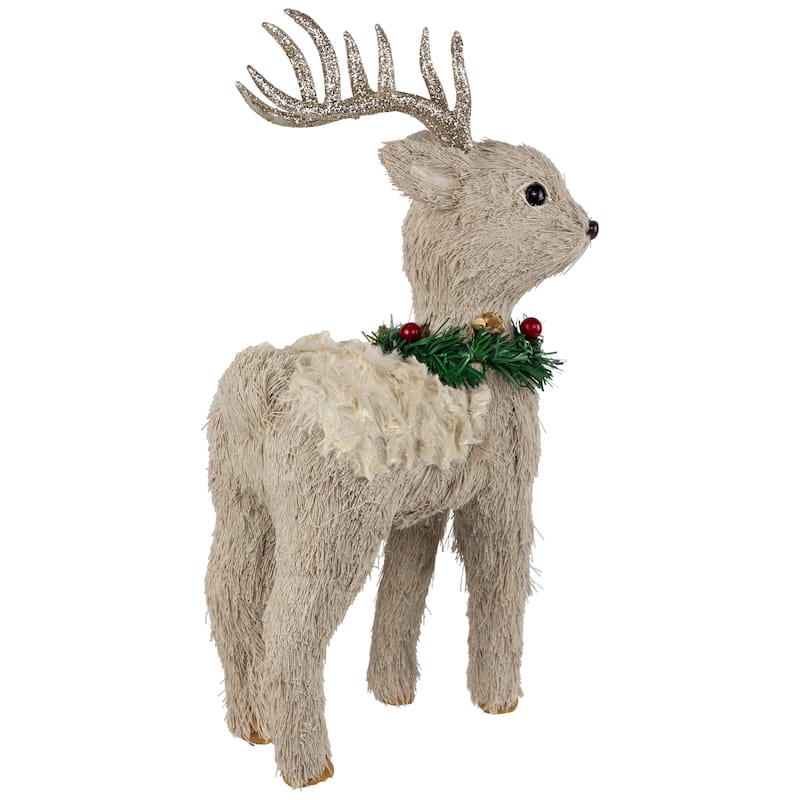Woodland Reindeer with Wreath Christmas Figure - 13.75"