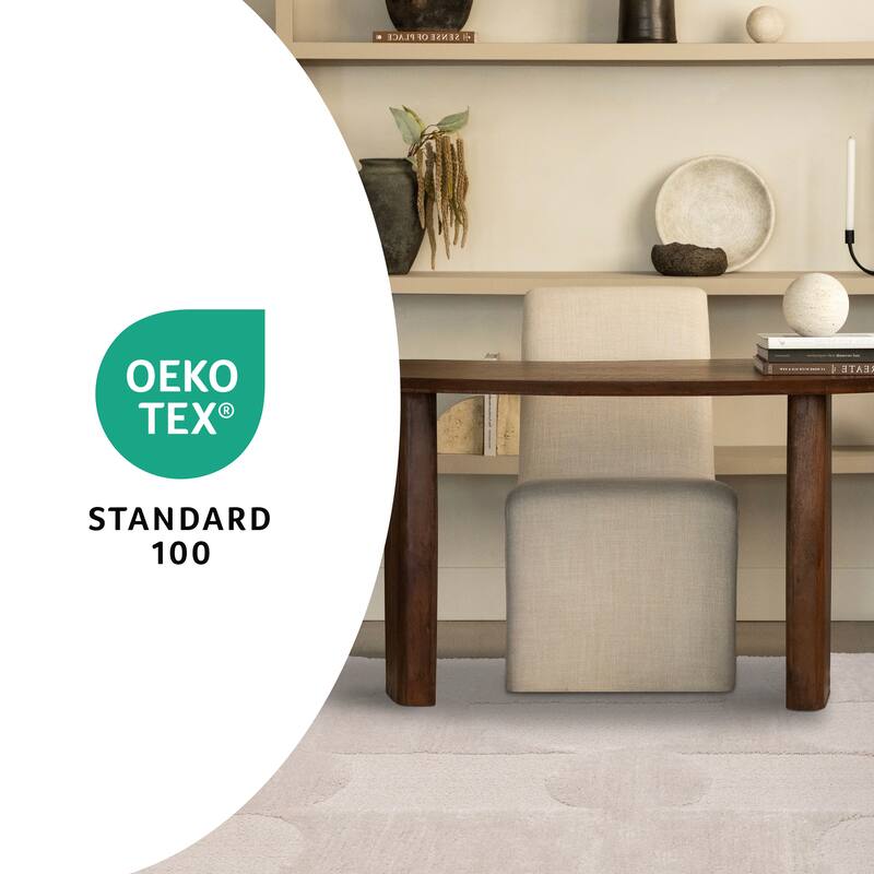 Luxurious Neutral White Overlapping Blocks Soft Textured Rug