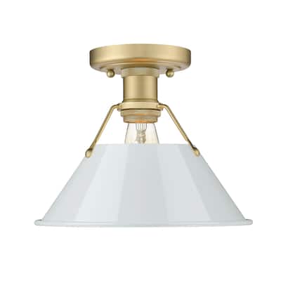 Orwell 1-Light Flush Mount in Brushed Champagne Bronze with Dusky Blue - Gold