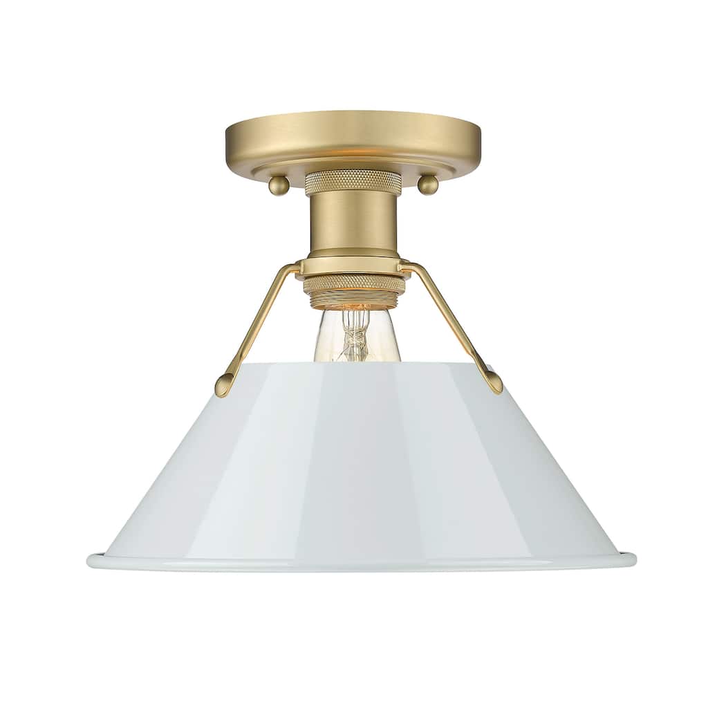 Orwell 1-Light Flush Mount in Brushed Champagne Bronze with Dusky Blue - Gold