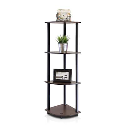 4 Tiers Wood Household Shelving Unit in Dark Brown/Black (11.6 in. W x 43.5 in. H x 11.6 in. D)