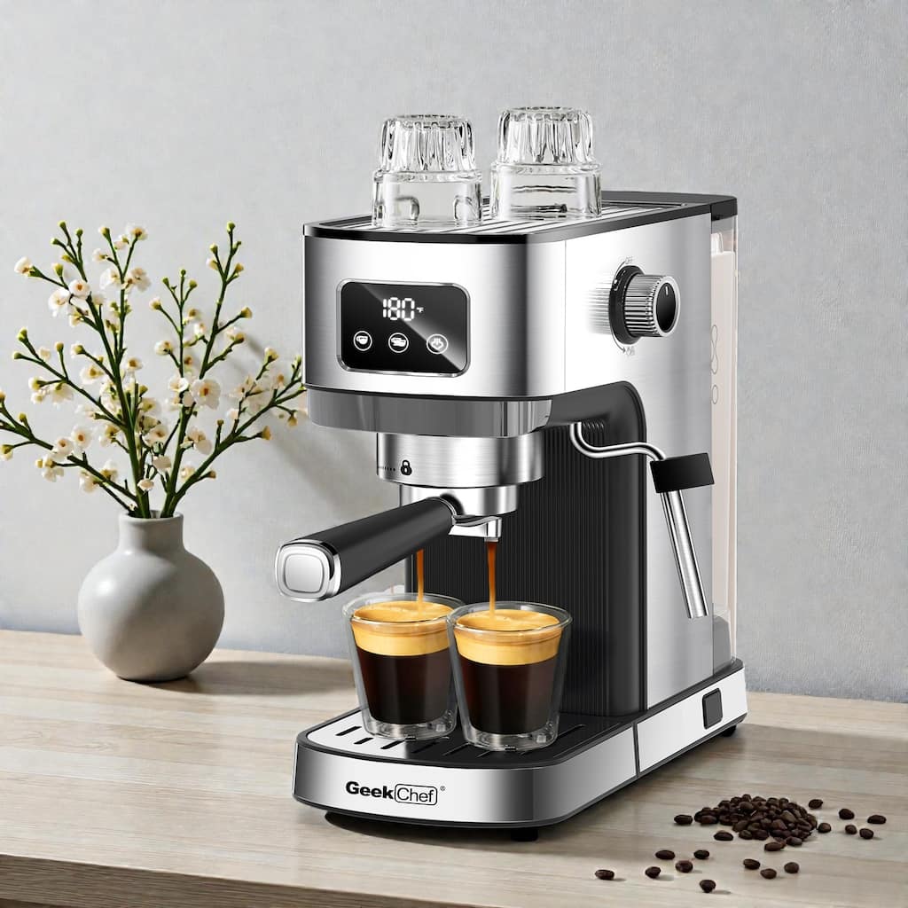 20 Bar Espresso Machine with Milk Frother Steam Wand, ESE Pod Compatible Cappuccino Latte Maker for Home