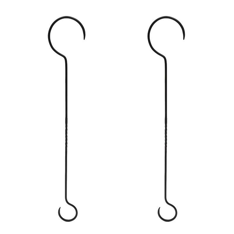 Achla Designs 30" L Black Wrought Iron Hook Extenders w/Twist (Set of 2), Powder Coated Finish, Home Accessory