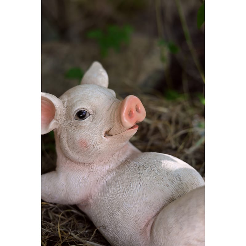 Yoga Pig Outdoor Garden Statue - 14.25"
