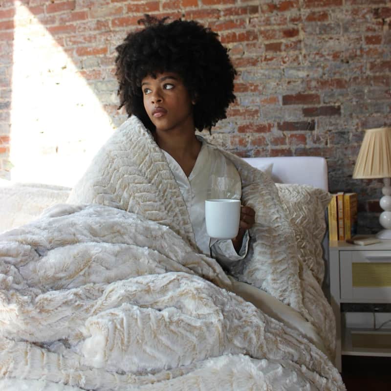 Peak of Cozy® - Coma Inducer® Oversized Comforter Set - Chevron Frosted Taupe