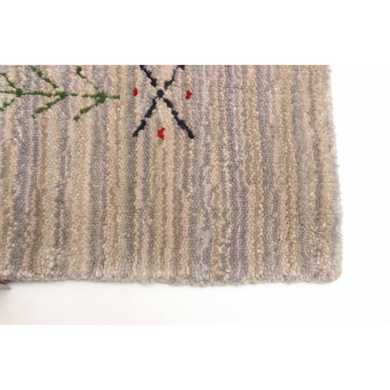ECARPETGALLERY Hand Loomed Kashkuli Gabbeh Grey Wool Rug - 2'10 x 4'10