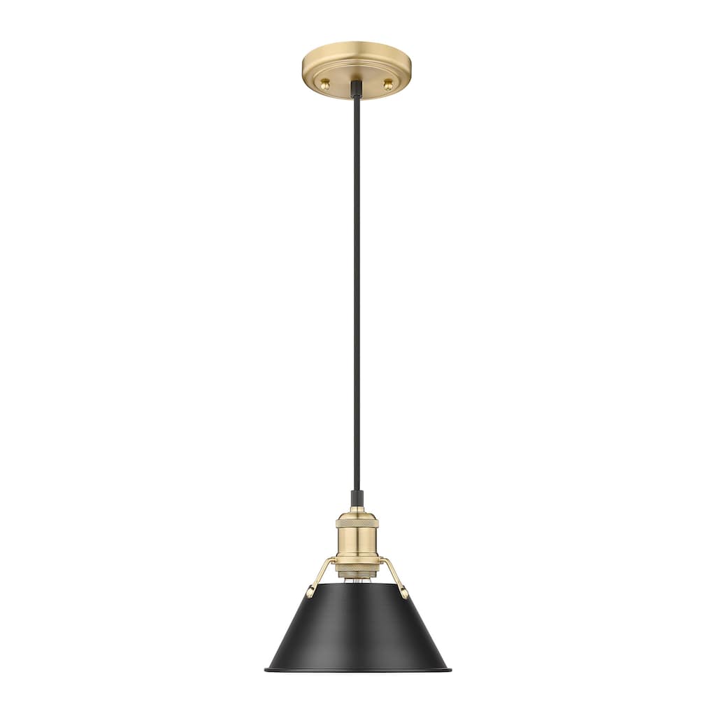 Orwell 7.5" Wide Small Pendant in Brushed Champagne Bronze with Matte Black - Gold
