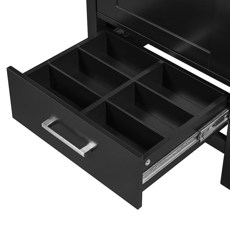 GDFStudio - Aurora Wood & Ceramic Bathroom Vanity Set with Sink and Divided Drawers
