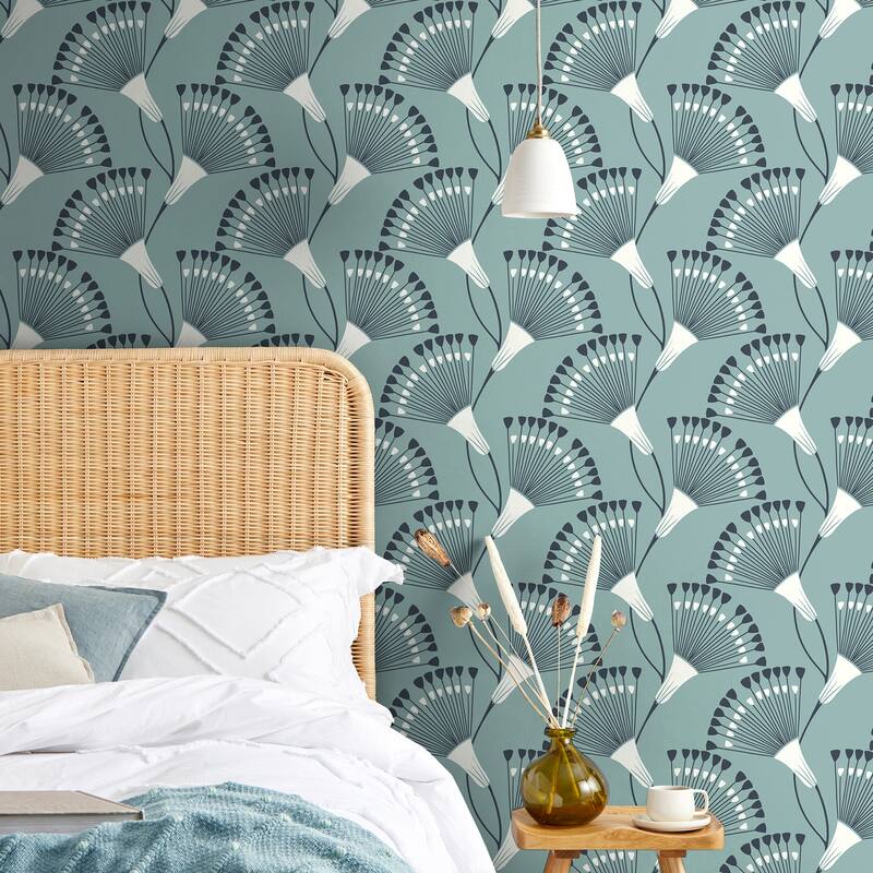 Fine Decor Wilder Light Blue Fanning Flower Wallpaper