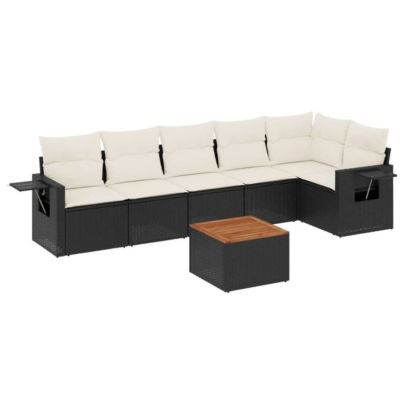vidaXL Patio Sofa Set with Cushions Outdoor Furniture 7 Piece Poly Rattan