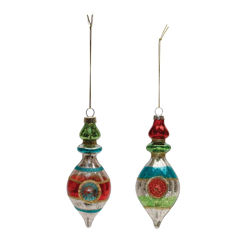Reflector Drop Ornament (Set of 12) 6"H Glass - 2" x 2" x 6"