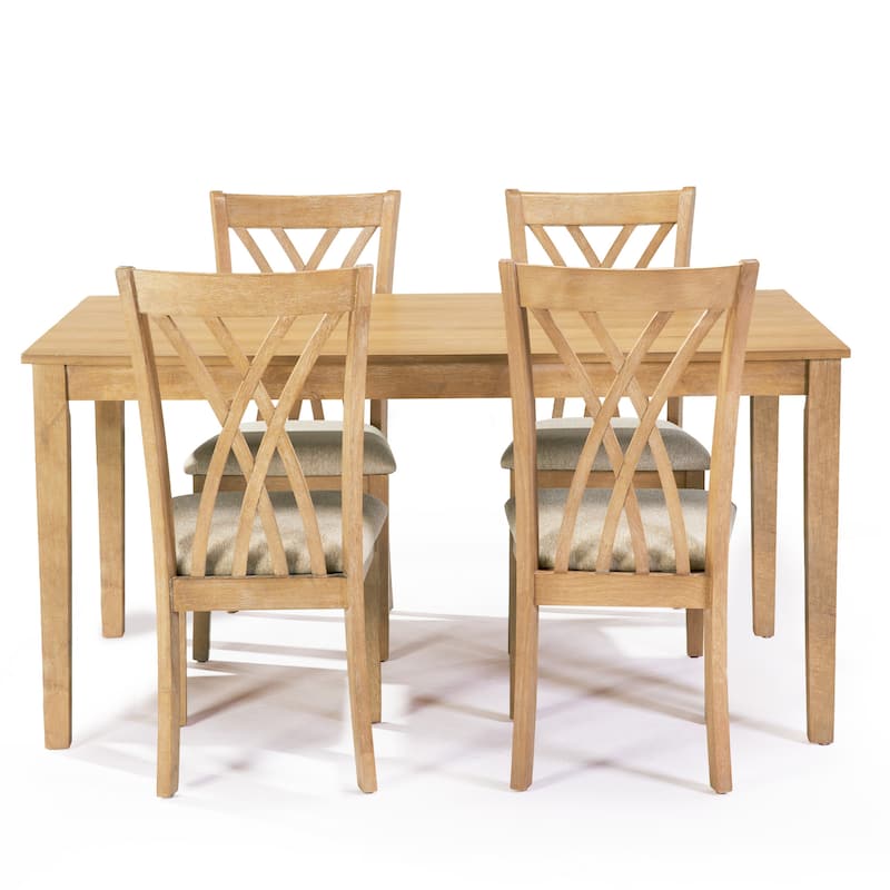 Modern Dining Table Set with 4 Chairs, 60"L Table & 23"H Chairs, Anti-Slip Design, Perfect for 4-6 Persons