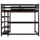 preview thumbnail 65 of 82, Space-Saving Loft Bed with Storage Shelves and Desk, Solid Wood Loft Bed Frame with Ladder and Guardrail for Kids Teens Adults