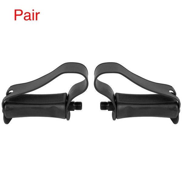 Pair Road Bike Pedals 9/16'' Spindle Platform with Rubber Belt Foot Strap - Black. Opens flyout.