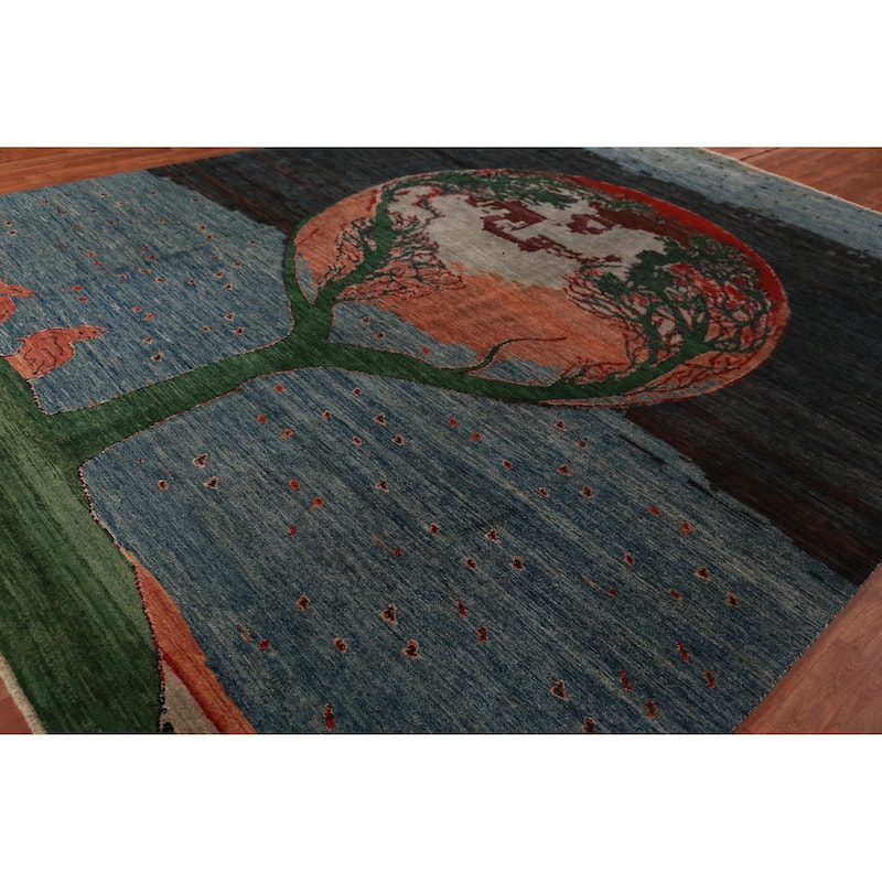 Vegetable Dye Art Deco Oriental Area Rug Hand-Knotted Wool Carpet - 9'11"x 13'0"