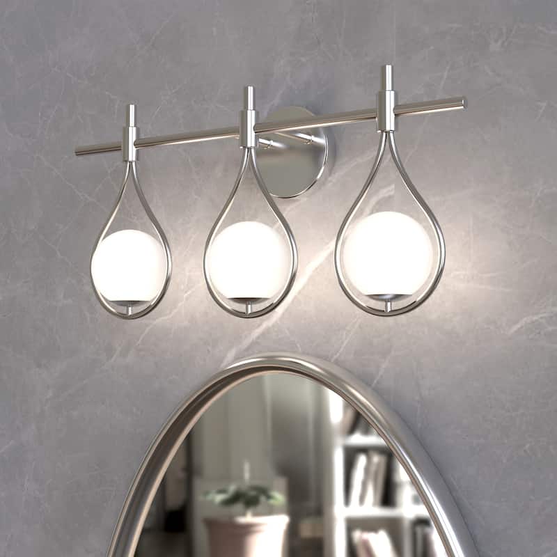 22.5" Bathroom Vanity Light, 3-Light Wall Sconce - Silver
