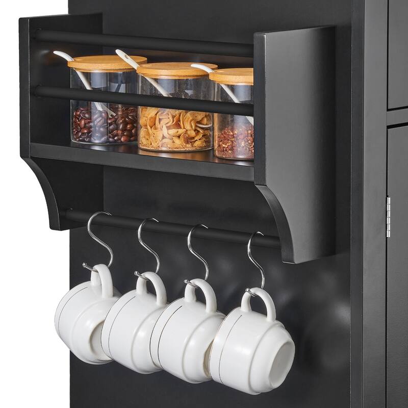 Kitchen Island Cart Rolling Storage Cabinet on Wheel with Drop Leaf, Drawer & Shelves