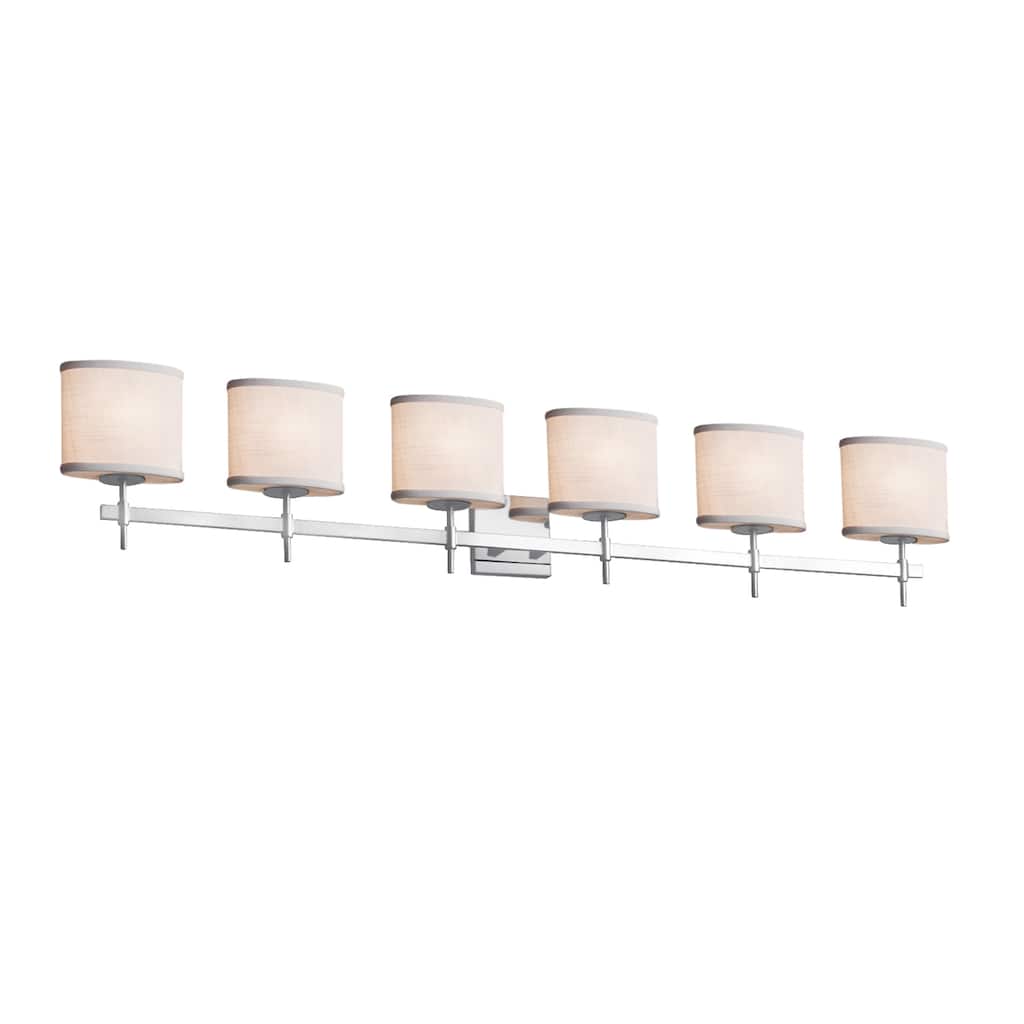 Justice Design Textile Union 6-light Polished Chrome Bath Bar, White Oval Shade