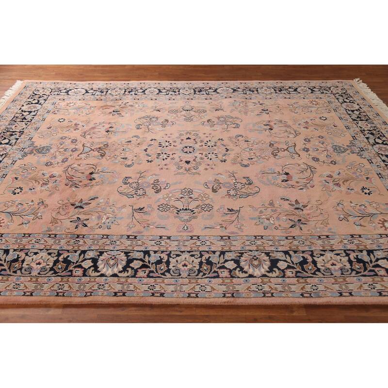 Pink Sarouk Oriental Area Rug Handmade Wool Carpet - 7'11"x 9'11"