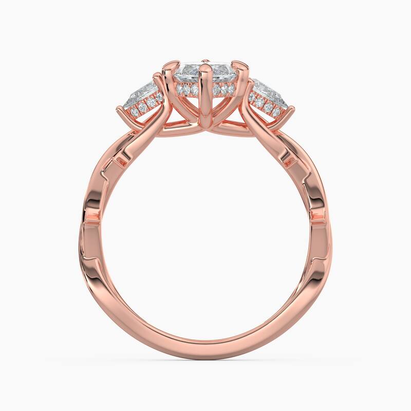 Auriya 14k Gold Marquise Lab Grown Diamond Thorn Vine Three Stone Hidden Halo Engagement Ring 1 to 5 ct. tw. (F-G, VS)