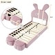 preview thumbnail 21 of 29, Twin Upholstered Kids Platform Bed with Bunny Ears Shaped Headboard, Cute Velvet Bed Frame with Light and 2 Storage Ottomans