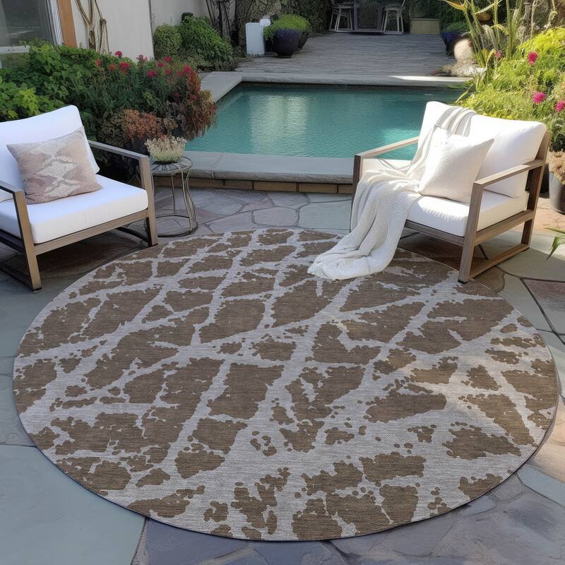 Varo Unique Abstract Weather Resistant Blended Style Outdoor Rug