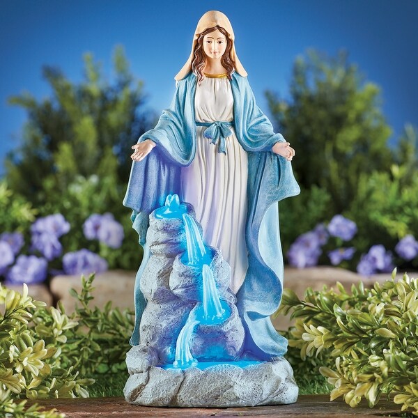 Virgin Mary with Solar Powered Waterfall Garden Statue - NO SIZE