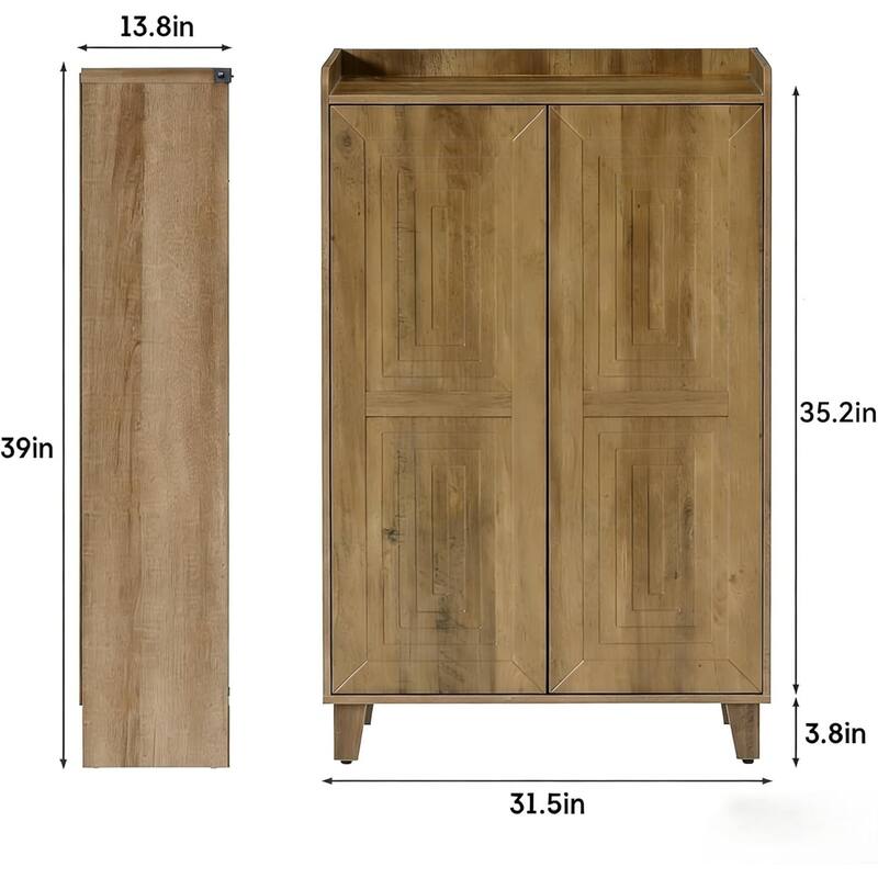 20 Pairs Shoe Cabinet with Doors, 5-Tier Shoes Rack with Adjustable Shelves