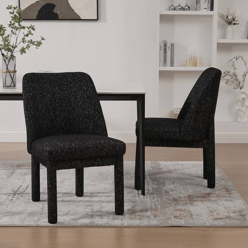 Upholstered Dining Chairs Set, Modern Dining Room Chairs Chenille Side Chairs with Curved Backrest, Armless Living Room Chair