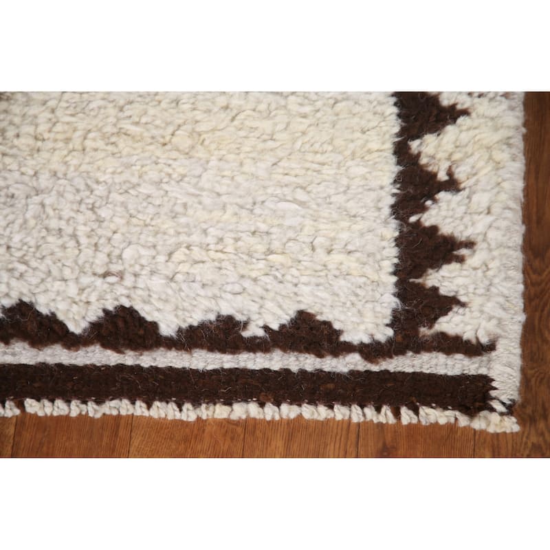 Plush Turkish Anatolian Runner Rug Hand-knotted Geometric Wool Carpet - 3'4"x 11'4"