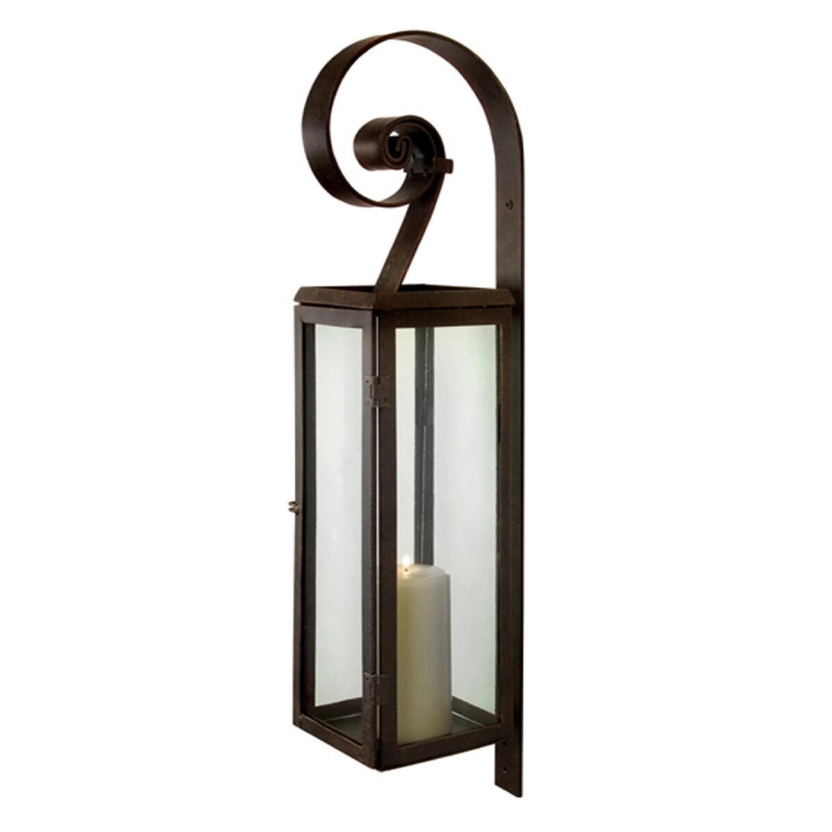 Shop 28 Rustic Scroll Rectangular Pillar Candle Lantern Wall Sconce Overstock 16963712