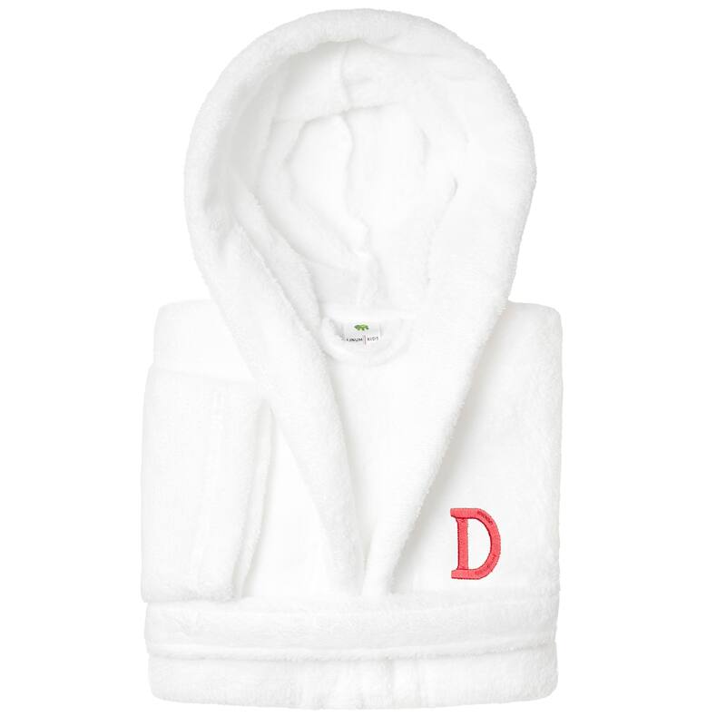 Sweet Kids 100% Polyester SUPER PLUSH Double Brushed Hooded Bathrobe with Pink Bookman Monogram - Small - D
