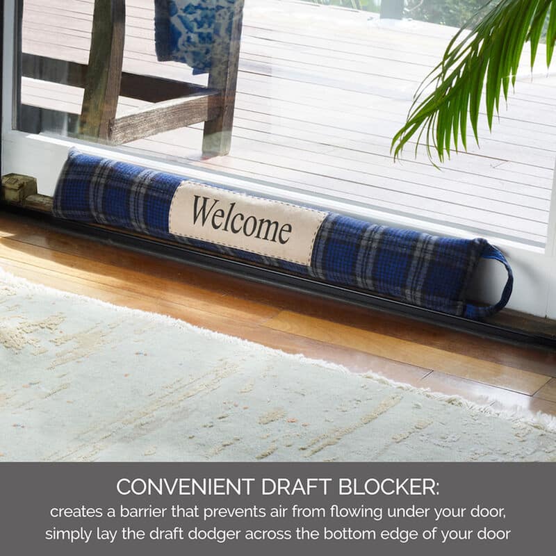Elements Blue Plaid Welcome Draft Dodger, 33 Inch