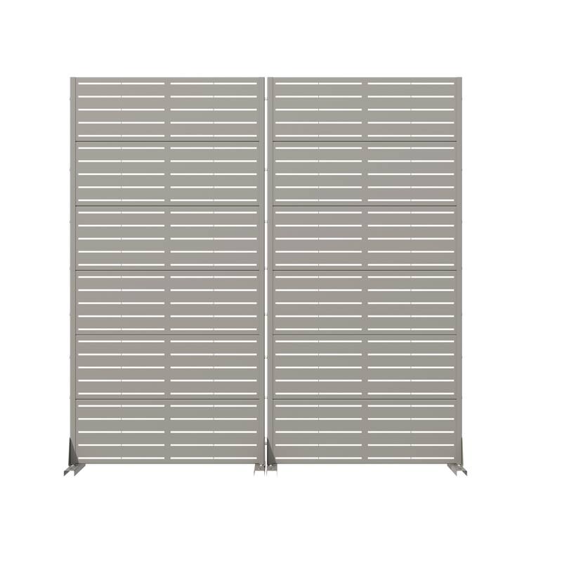 Outdoor Privacy Screen with Stand for Patio Garden Metal Fence Set of 2