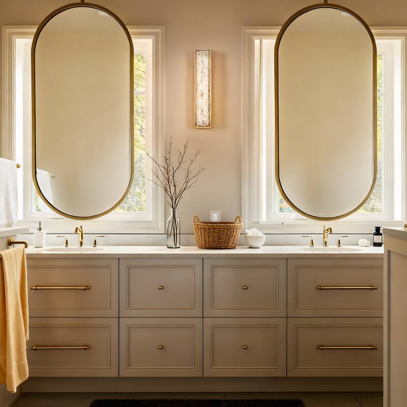 Mid-Century Modern 1-Light Gold LED Wall Sconces Glam Resin Rectangle Vanity Light Fixture for Bathroom