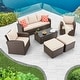 preview thumbnail 18 of 62, EROMMY 6/7 Piece Modular Outdoor Rattan Sofa Set, All-Weather Wicker Patio Furniture with Storage Table, Cushions & Pillows Khaki - Arm Single Chair