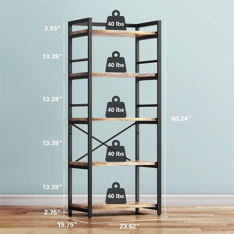 5-Tier Bakers Rack - 15.75"D x 23.62"W x 60.24"H