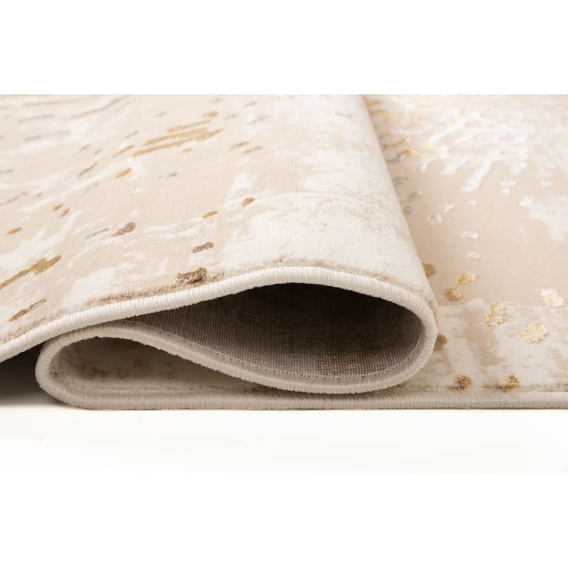 London Collection Cream/ Brown Abstract Area Rug